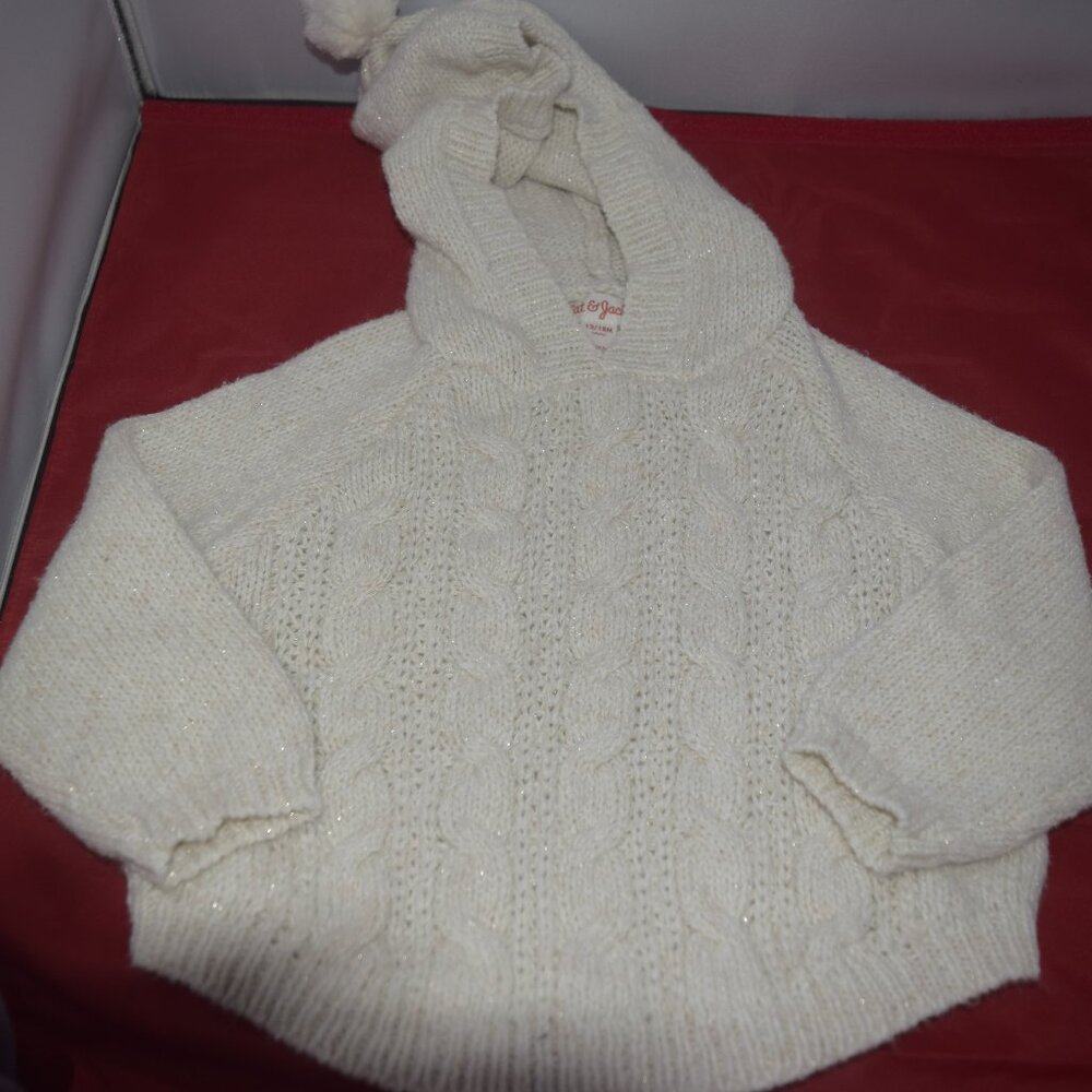 Cat & Jack White glitter knitted sweater 12-18 months